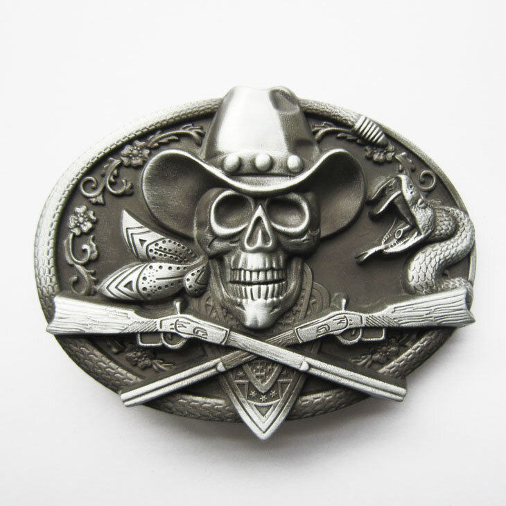 Schedel Western Rifle Cowboy as kleurige Riem Gesp/Buckle