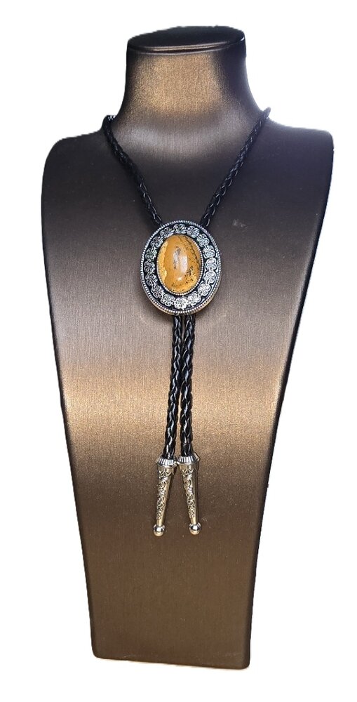 Vintage metalen bruine hoed Bolo Tie Halsketting