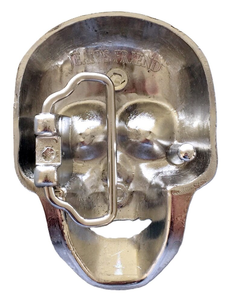 Chrome Schedel met zwart glimmende steentjes Back Riem Buckle/Gesp