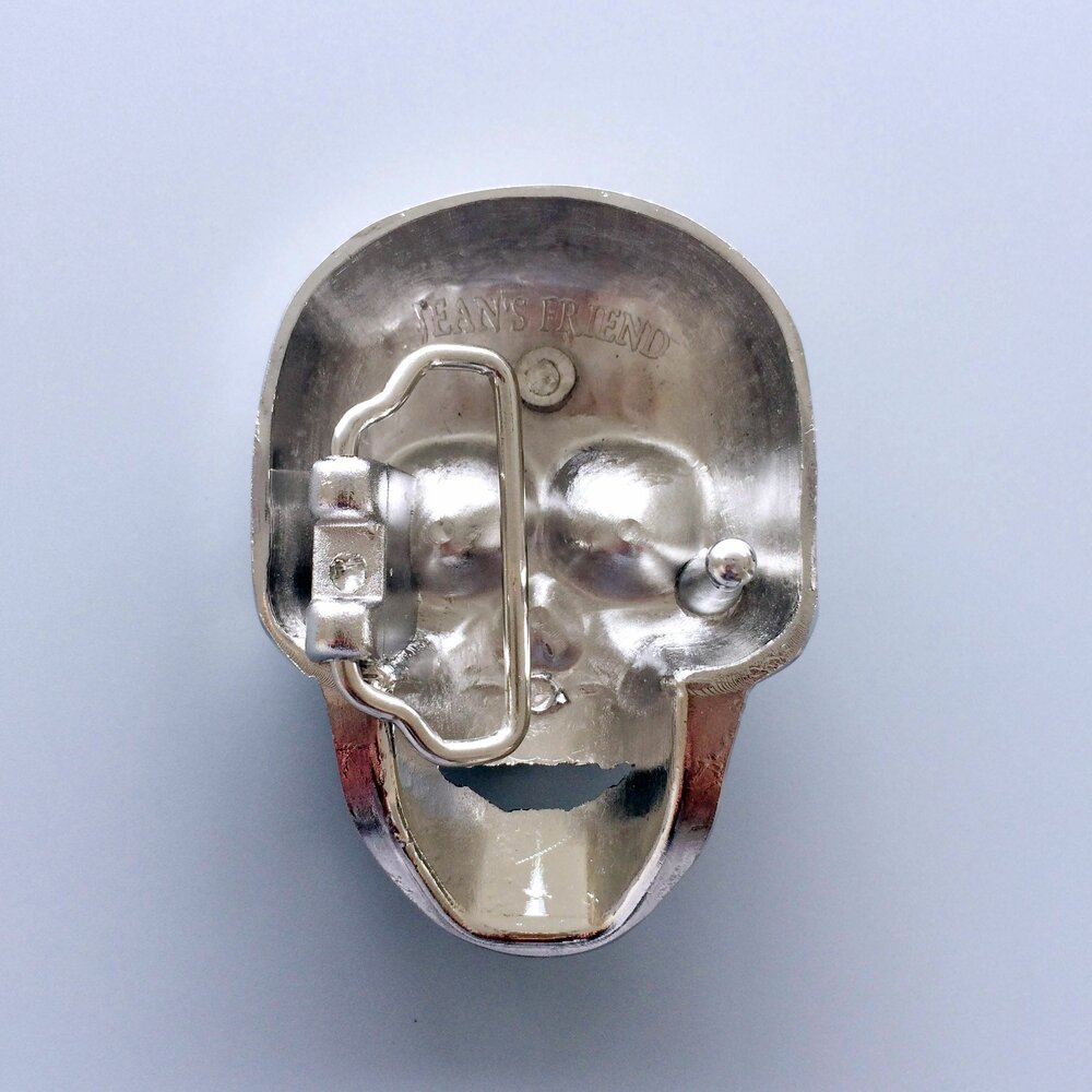 Chrome Schedel met glimmende steentjes back Riem Buckle/Gesp
