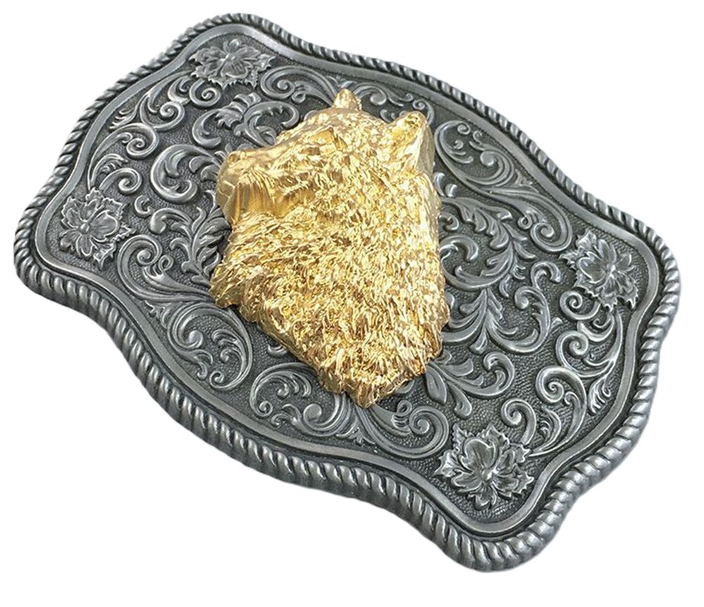 Vintage Wolf hoofd Riem Buckle/Gesp