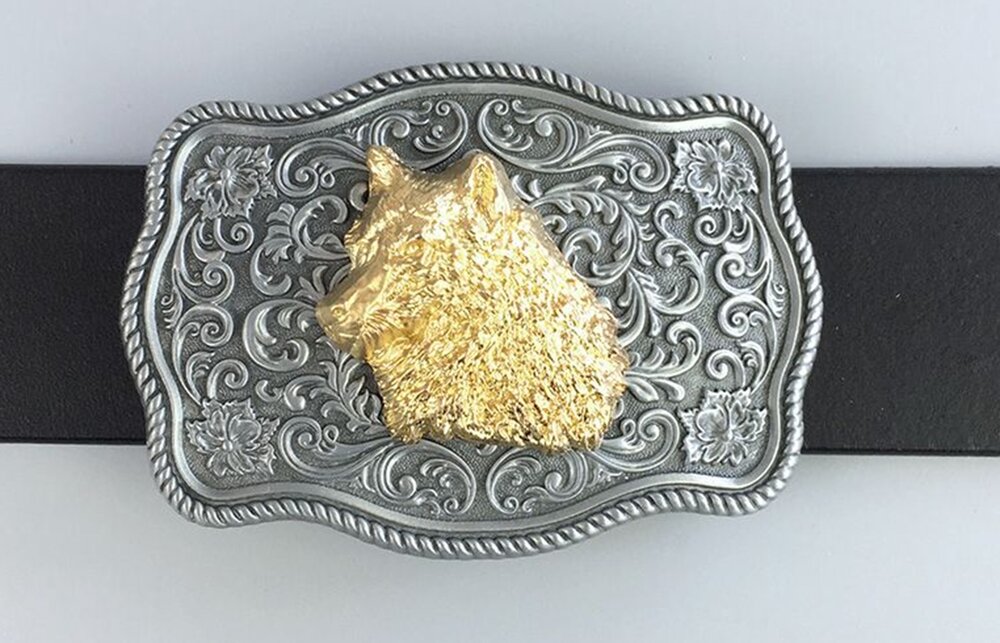 Vintage Wolf hoofd Riem Buckle/Gesp