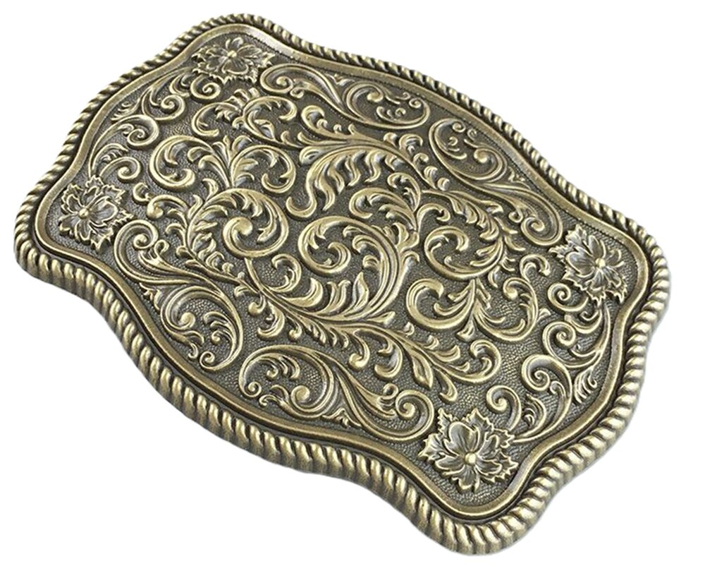 Vintage Gold Plated Southwest Western Flower Carved Riem Gesp/Buckle
