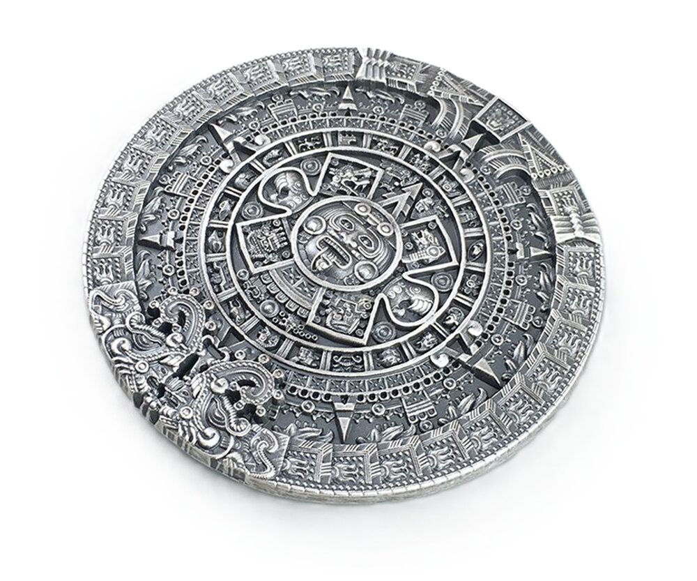 Vintage Silver Plated Aztec Calendar  Riem Gesp/Buckle