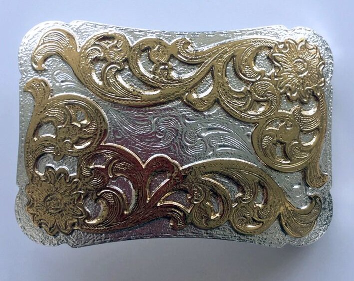Double Plated Color Western Flower Cowboy Cowgirl Solid Brass Riem Gesp/Buckle