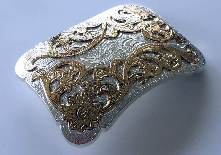 Double Plated Color Western Flower Cowboy Cowgirl Solid Brass Riem Gesp/Buckle