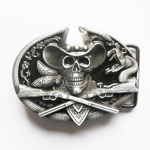 Schedel Western Rifle Cowboy Zwarte Riem Gesp/Buckle