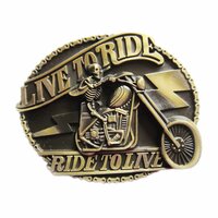 Live to Ride Skelet koperkleurig Riem Buckle/Gesp