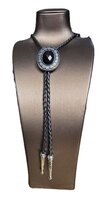 Vintage metalen steen zwarte hoed Bolo Tie Halsketting
