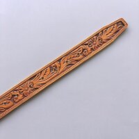 Southwestern Tooled Floral  - Premium Hand-Crafted Brass Screw Band - Zonder Buckle/Gesp 100% Kwaliteit Leer 