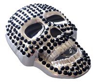 Chrome Schedel met zwart glimmende steentjes Riem Buckle/Gesp
