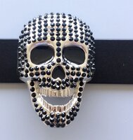 Chrome Schedel met zwart glimmende steentjes Riem Buckle/Gesp
