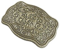 Vintage Gold Plated Southwest Western Flower Carved Riem Gesp/Buckle