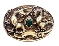 Twin Dragon Oval Solid Brass Riem Gesp/Buckle
