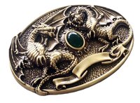 Twin Dragon Oval Solid Brass Riem Gesp/Buckle