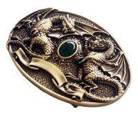 Twin Dragon Oval Solid Brass Riem Gesp/Buckle