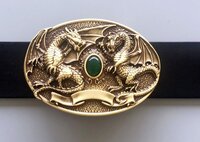 Twin Dragon Oval Solid Brass Riem Gesp/Buckle