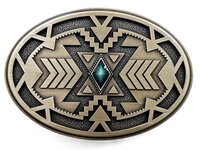 Antique Bronze Plated Geometric Patterns Western Cowboy Oval Riem Gesp/Buckle