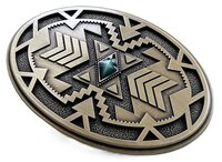 Antique Bronze Plated Geometric Patterns Western Cowboy Oval Riem Gesp/Buckle