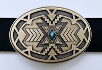Antique Bronze Plated Geometric Patterns Western Cowboy Oval Riem Gesp/Buckle