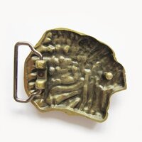 Indiaan met Verentooi Brons Western Riem Buckle/Gesp