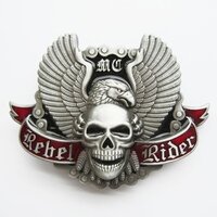 Rebel Rider Schedel met Vleugels Riem Gesp/Buckle