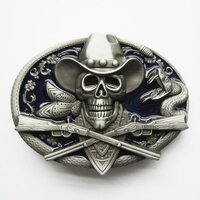 Schedel Western Rifle Cowboy Blauwe Riem Gesp/Buckle