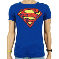 Superman Logo DC Comics Vintage Heren Blauw slim-fit T-shirt 