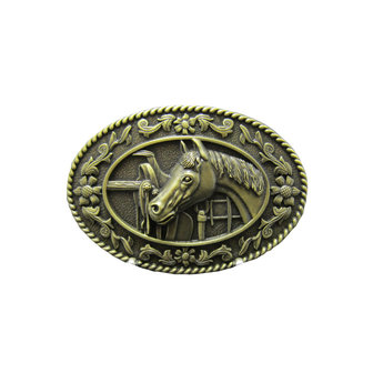New Vintage Horse Head Saddle Western Cowboy brons Riem Buckle/gesp