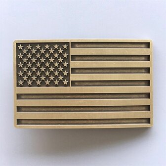 Vintage Bronze Plated American USA Flag  Riem Buckle/Gesp