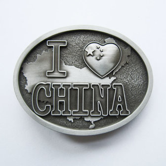 I Love China Chinese Flag Oval Mat Vintage Riem Buckle/Gesp