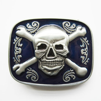 Skull Bones Jolly Roger Pirate blauw glazuur Riem Buckle/Gesp