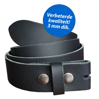 Zwarte Leren Riem 3 mm- Zonder Buckle/Gesp 100% Nederlandse Kwaliteit Leer 