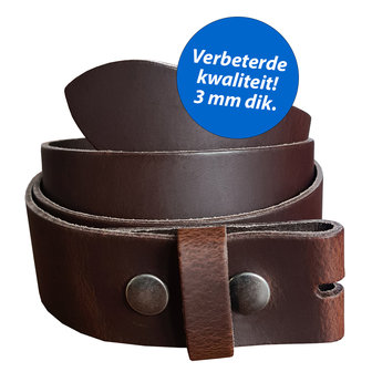 Bruin Leren Riem 3 mm- Zonder Buckle/Gesp 100% Nederlandse Kwaliteit Leer 