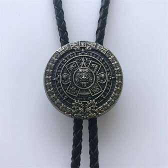 Azteekse Kalender brons-Bolo Tie Western Halsketting