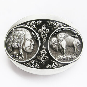 Western Indian Head Bull US Coin Riem Gesp/Buckle