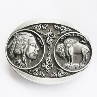 Western Indian Head Bull US Coin Metal Riem Gesp/Buckle