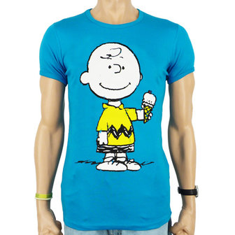 Peanuts - Charlie Brown - Ice Cream - Blauw Heren slim-fit T-shirt