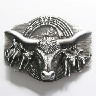 Longhorn Rodeo Bull Metal Riem Buckle/Gesp