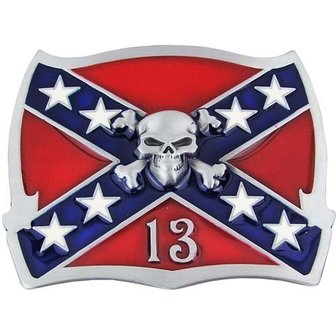Confederate Schedel Vlag 13 Western Riem Buckle/Gesp