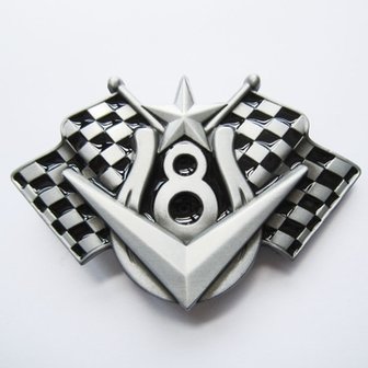 Vehicle V8 Checkered Flags Riem Buckle/Gesp