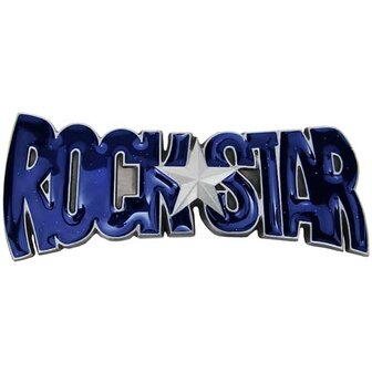 Rock Star Cut-Out Blauw Logo Riem Buckle/Gesp