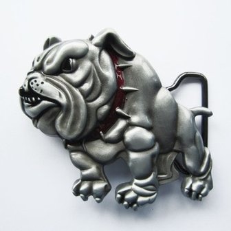 Bulldog met Rode Halsband Riem Buckle/Gesp