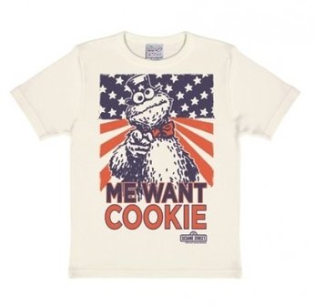 Sesamstraat - Cookie Monster - Me Want Cookie - Wit Kinder T-shirt