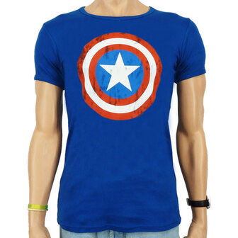 Captain America Shield Marvel DC Comics Heren slim-fit T-shirt blauw