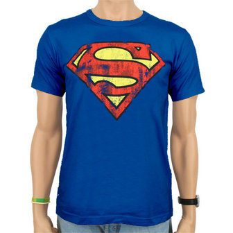 Superman - Logo - DC Comics - Vintage Blauw Heren easy-fit T-shirt 