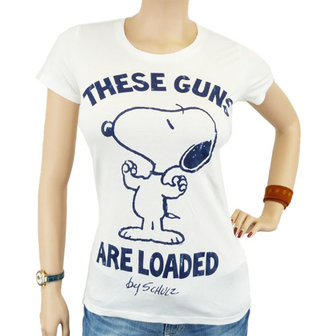 Peanuts - These Guns Are Loaded - Dames Wit T-shirt 