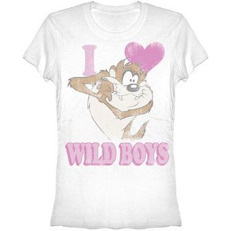Looney Tunes Taz Love Wild Boys Dames Wit T-shirt