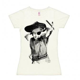 Pippi Langkous Piraat Dames Wit T-shirt 