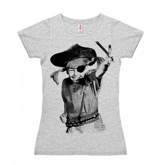 Pippi Langkous - Piraat - Dames Grijs T-shirt 